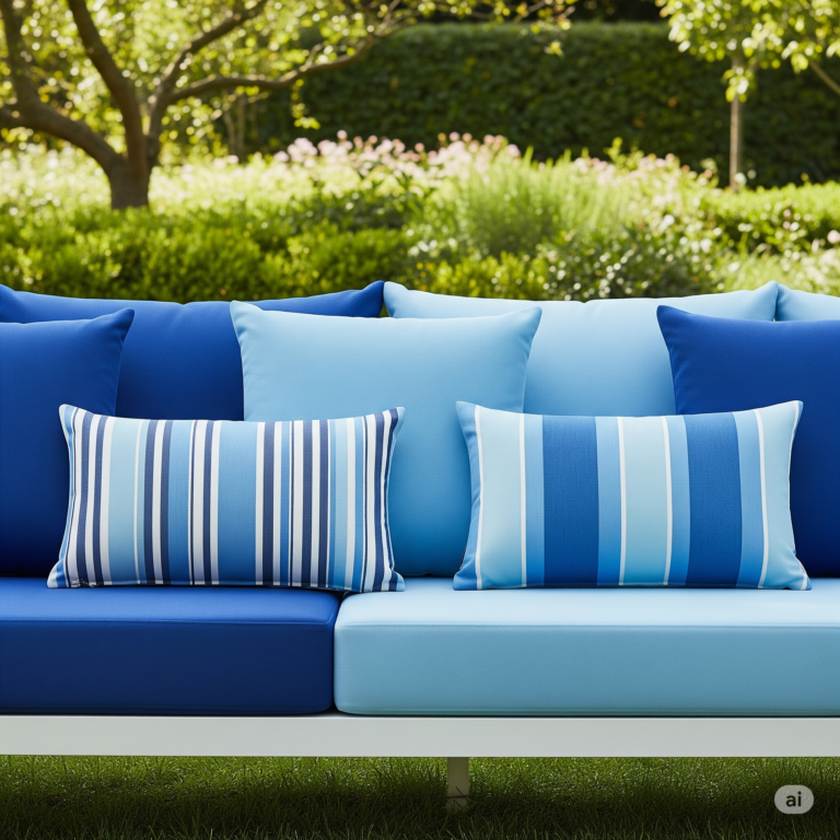 Outdoor cushions on sofa