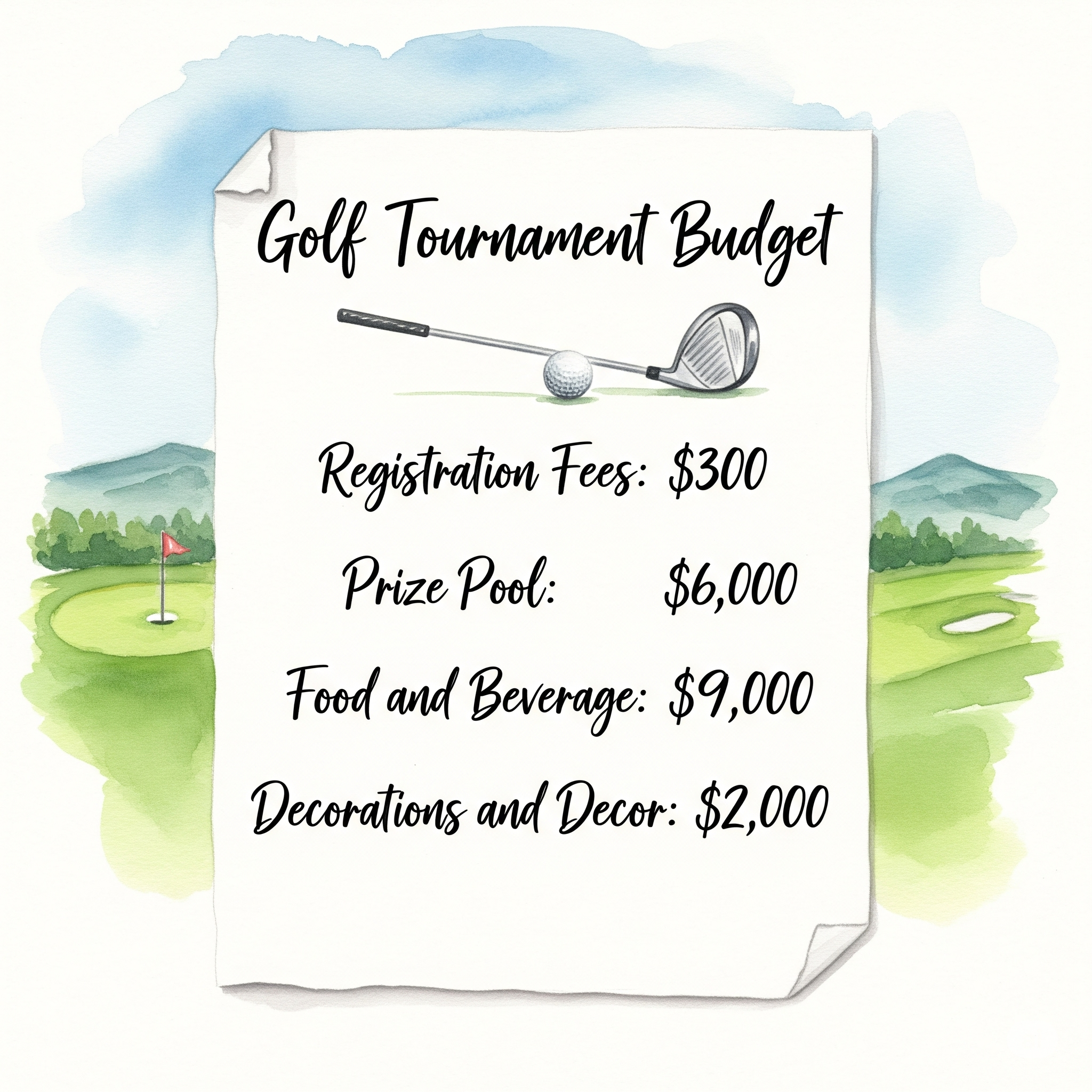 Golf Tournament Budget