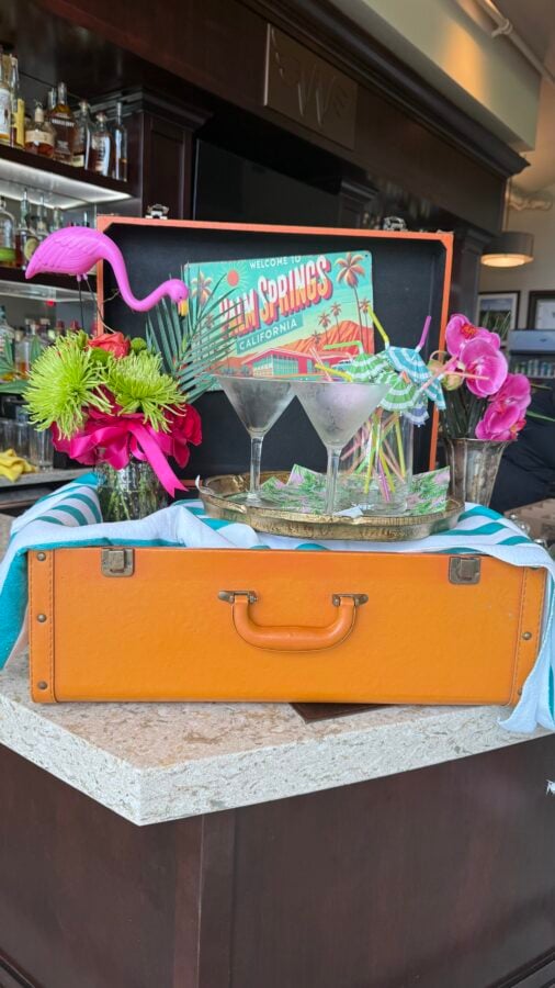Vintage Palm Springs Suitcase with decorations