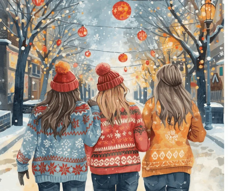 Holiday Gathering Ideas For Gal Pals - 3 girls arm in arm