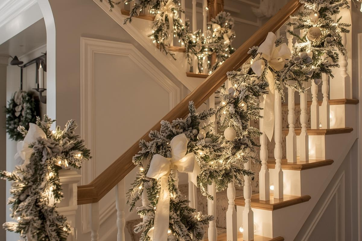 WHITE FLOCKED GARLAND 