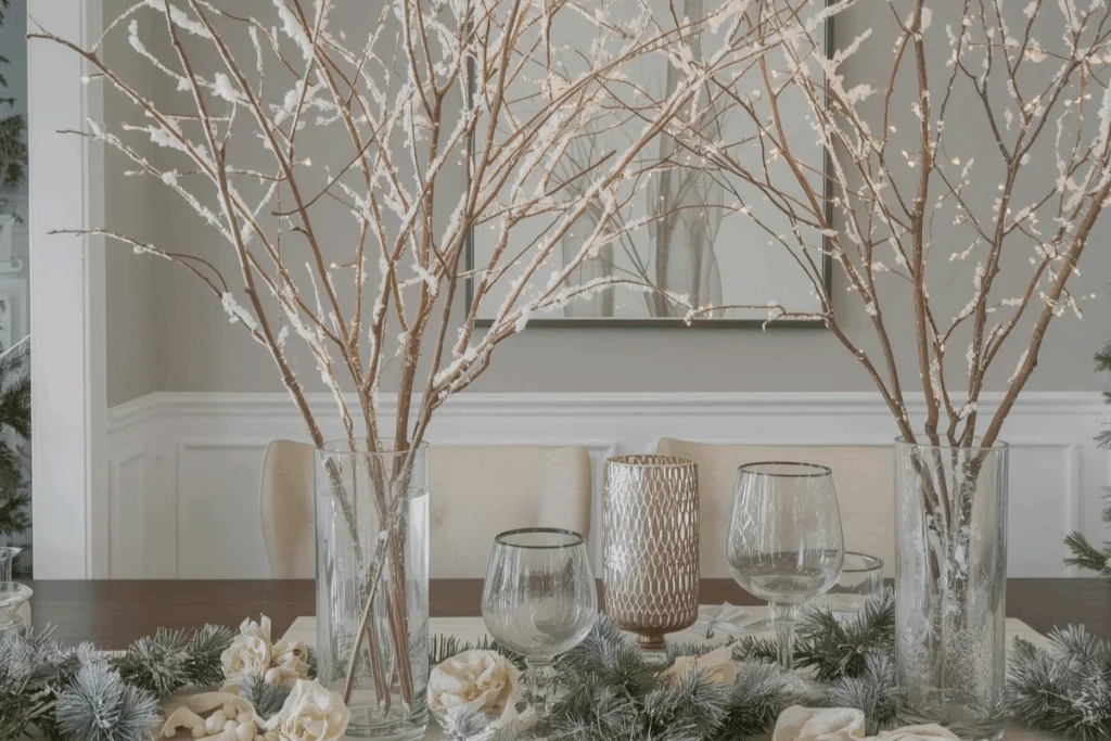 whITE BRANCHES ON TABLE