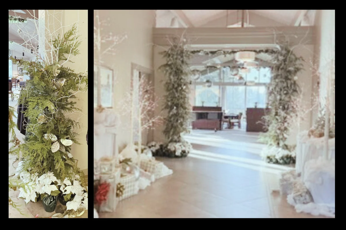 Winter wonderland arch made from greens
