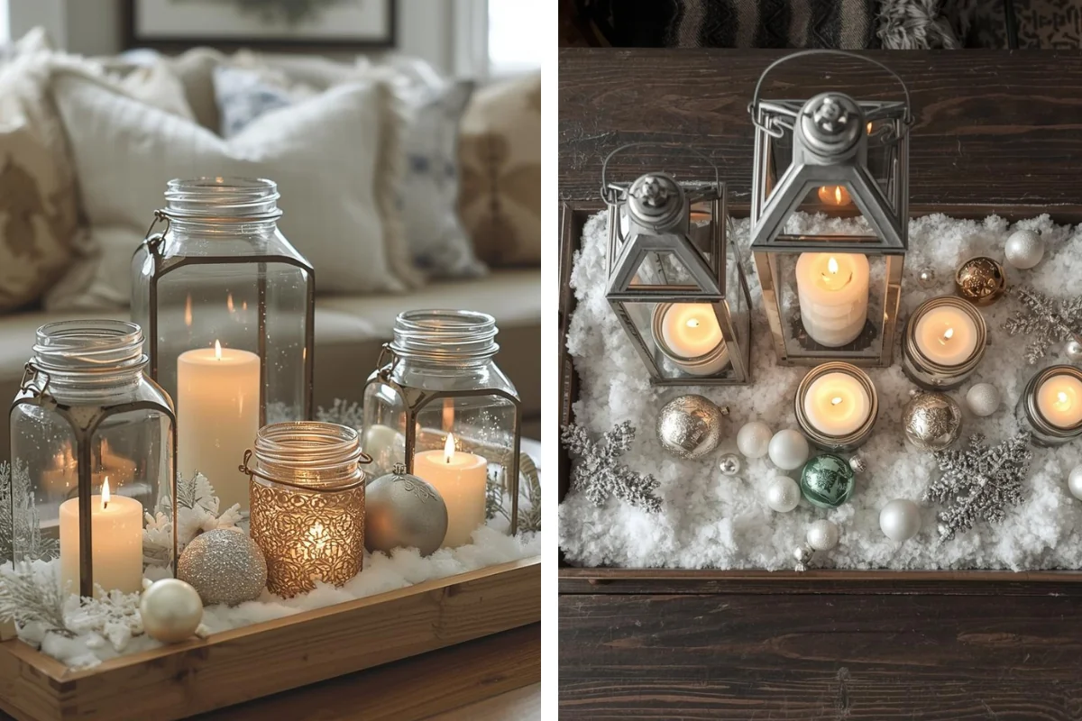 Snowy scene mason jars 