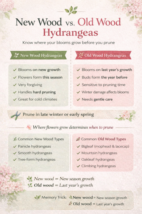 Old vs. new wood hydrangea