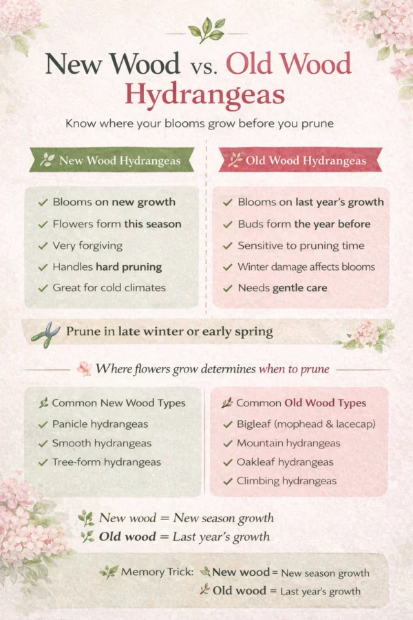 Old vs. new wood hydrangea