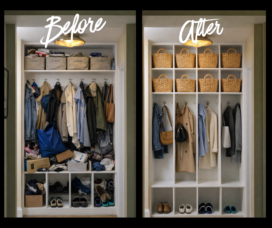 hall closet makeover- before and after