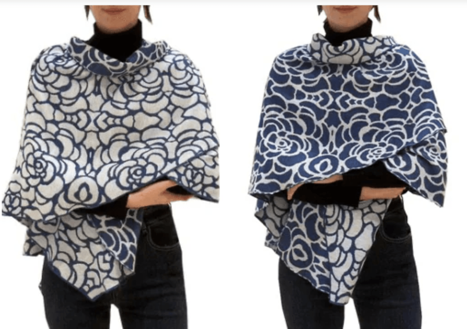 Reversible blue and white wrap
