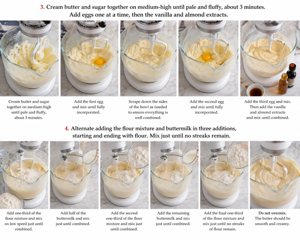 Instructions on mixing for the cakes 