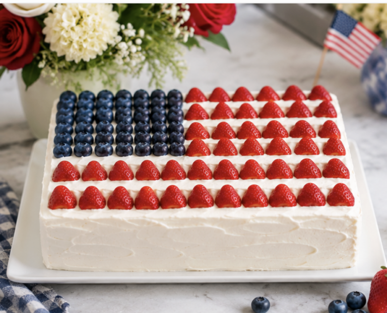 Flag Cake with berries