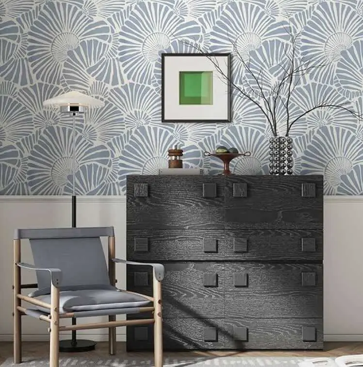 Blue and white peel and stick wallpaper