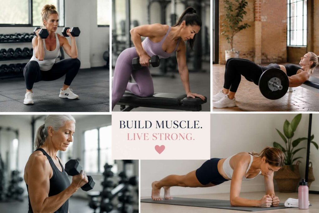 Women building muscle with weights