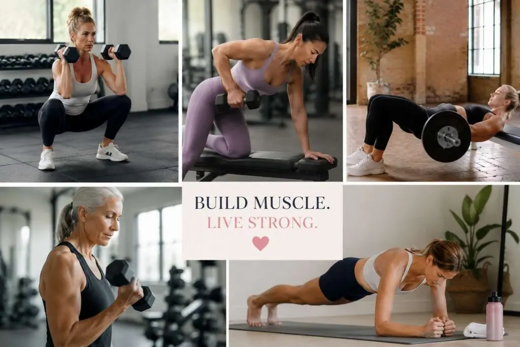 Women building muscle with weights