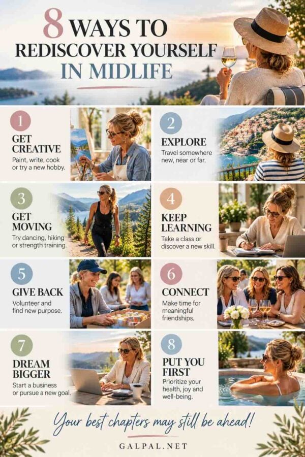 ways to redicover yourself in midlife infographic