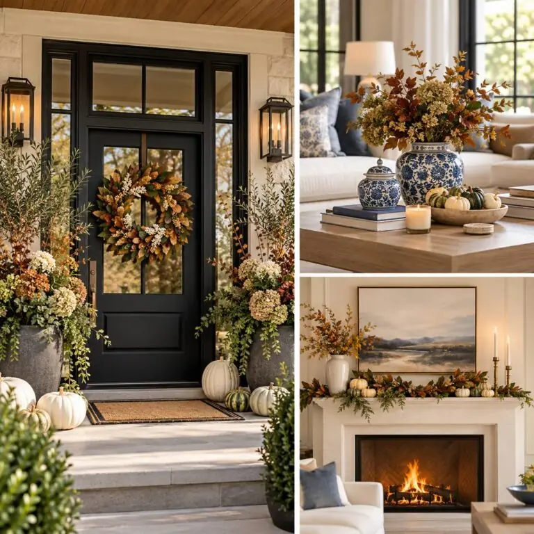 Best elegant fall decor ideas for living room and front door.