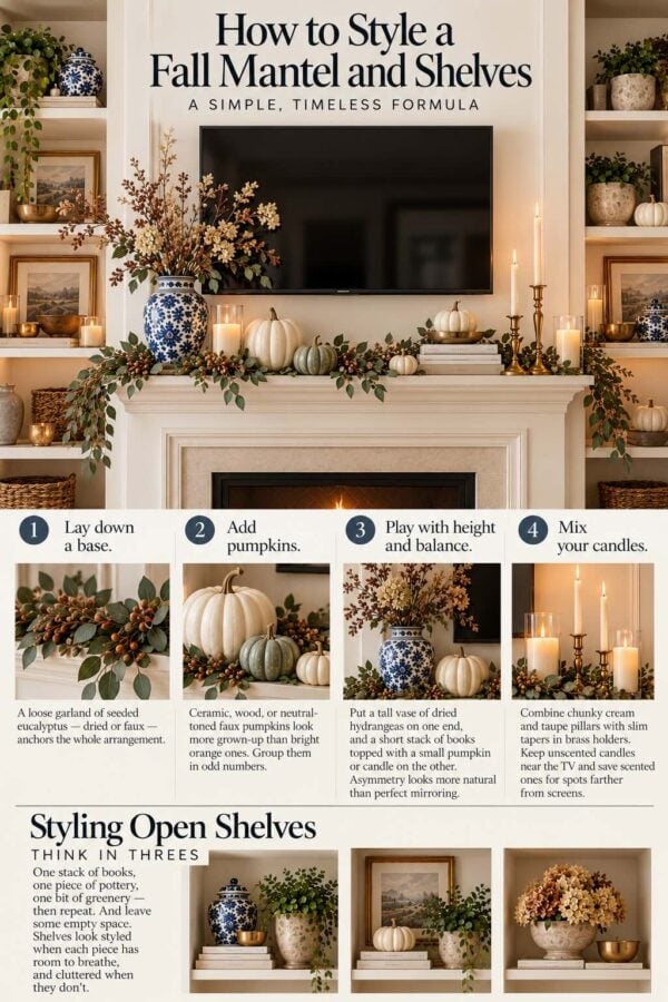 How to style a fall mantle and shelves- a complete guide 